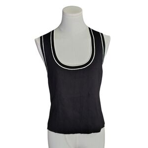Vintage Ann Taylor LOFT Cropped Black and White Sleeveless Sweater Size Medium